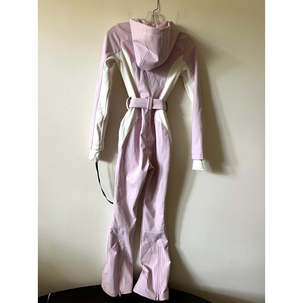 Bo + Tee Oh Polly Waterproof Hooded Fitted Ski Suit in Powder Pink Size XXS - Picture 7 of 7